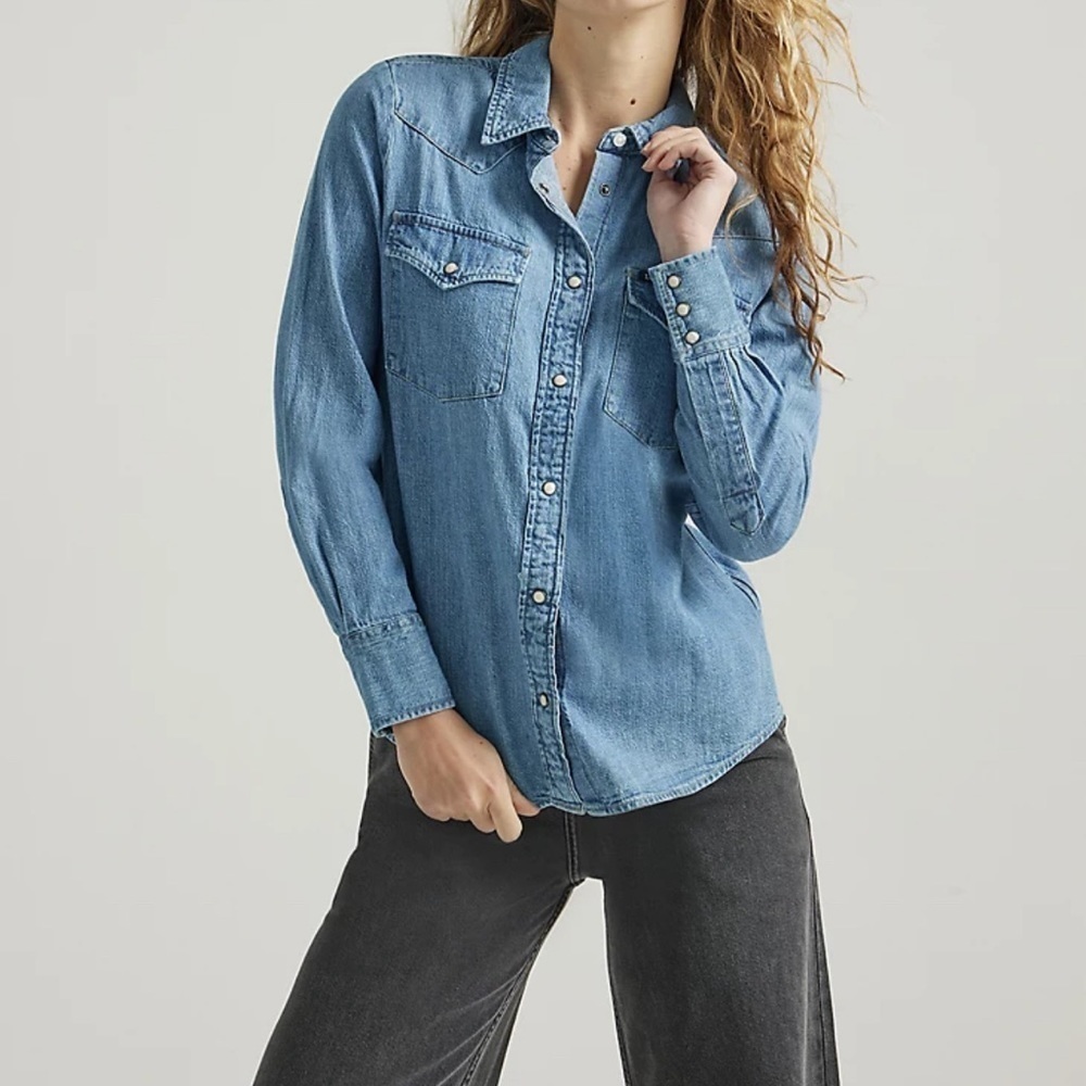 TopShop Denim Button Up Long Sleeve | SIZE 2